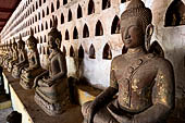 Vientiane, Laos - Wat Si Saket, The gallery around the sim houses thousands of Buddha statues in various mudras, dating  from the 16th century. 